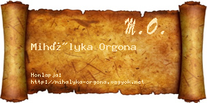Mihályka Orgona névjegykártya